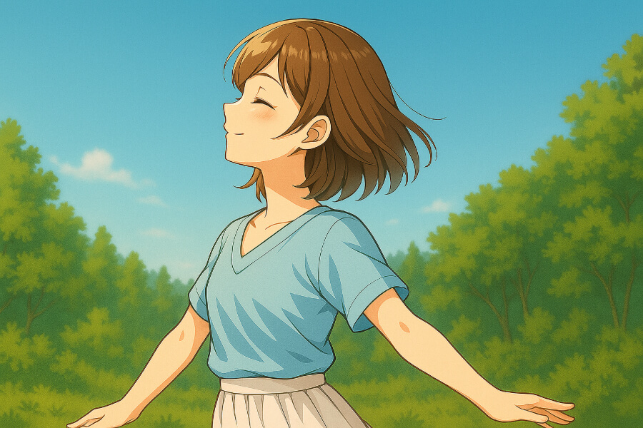 明るい気持ちで前向きになれた不登校の母親のイメージ