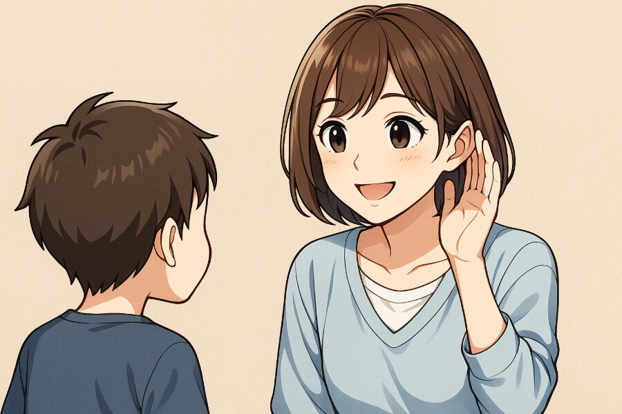 不登校の子どもが話すことに母親が耳を傾けて聞く姿勢をもつイメージ