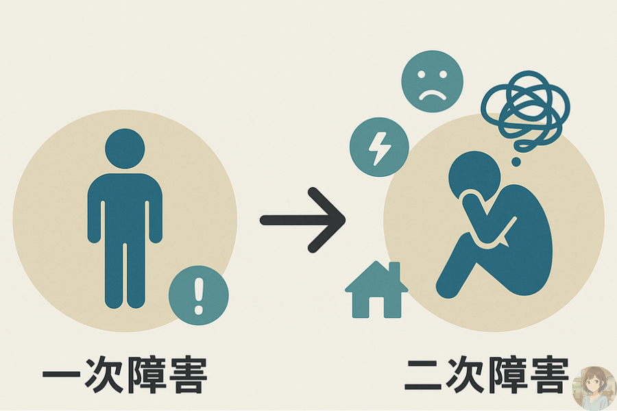 一次障害から二次障害になる図解