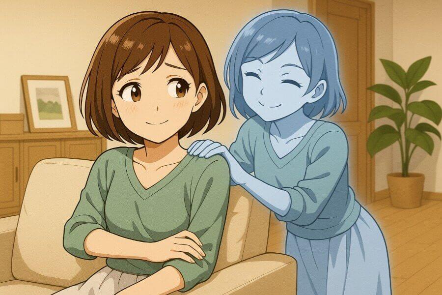 優しい自分が自分を労うイメージ