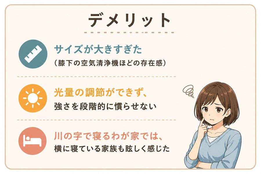 ブライトライトME+が使用して感じたデメリットの図解