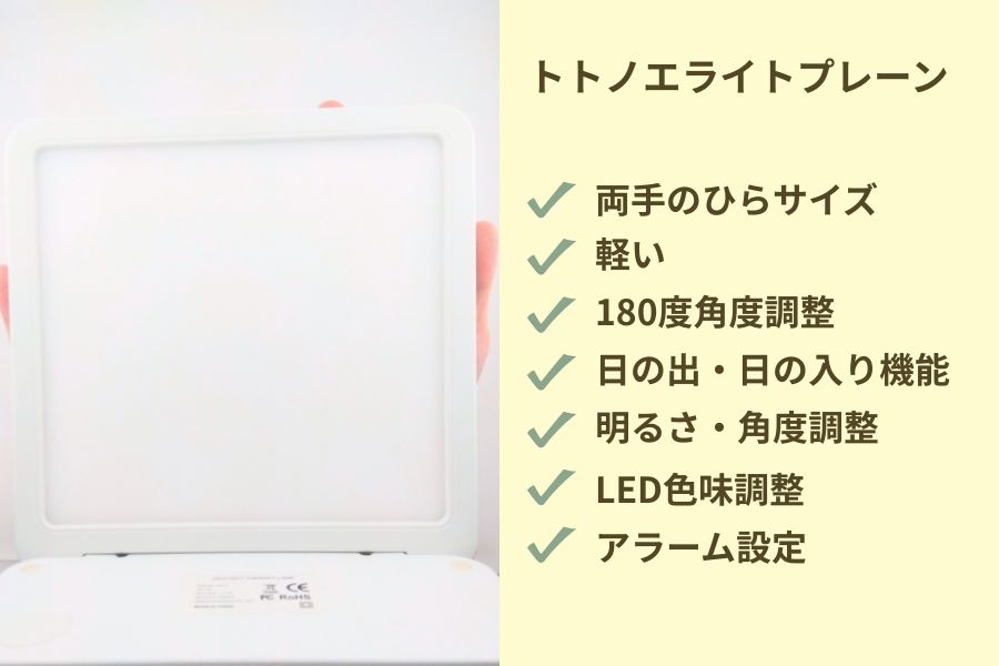 トトノエライトプレーンの特徴と搭載された機能を説明した図解