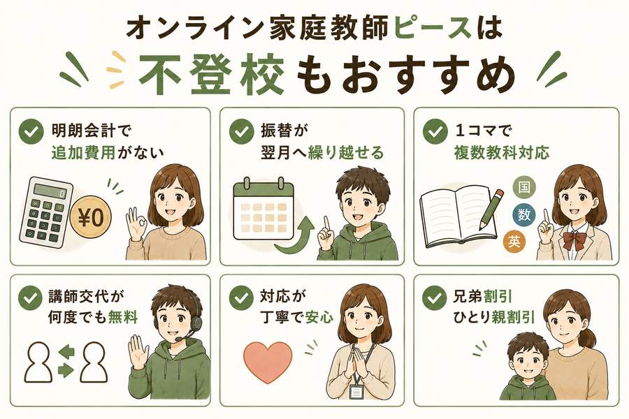 オンライン家庭教師が不登校にもおすすめできるメリットの図解