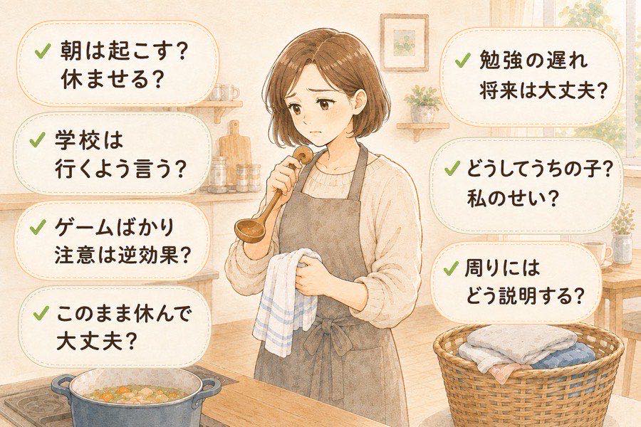 他人の課題を分け境界線を引くママのイメージ