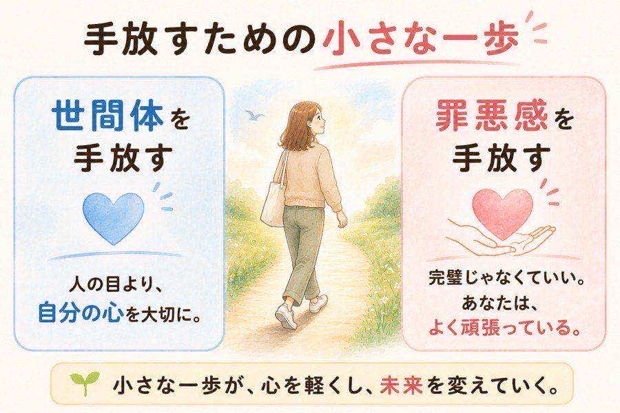 世間体と罪悪感を手放す小さな一歩の図解